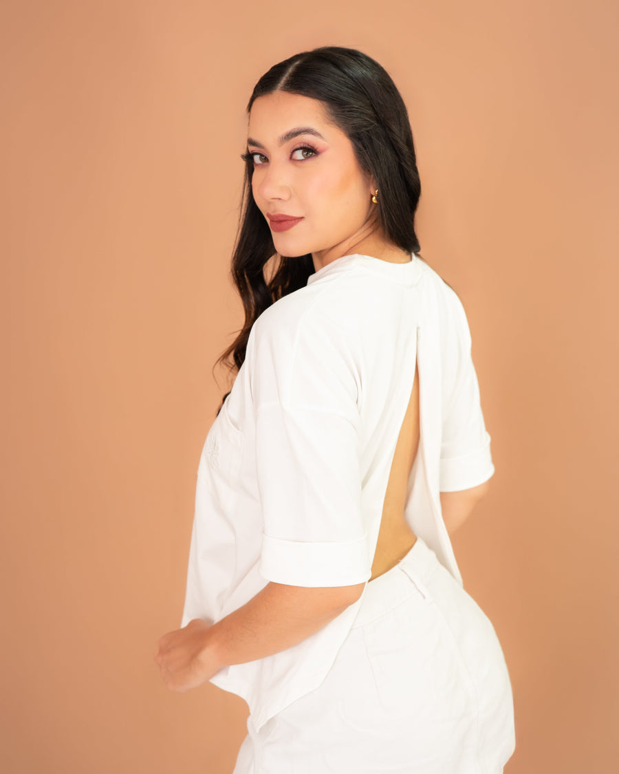 Camiseta Oversize Mimosa — Marfil
